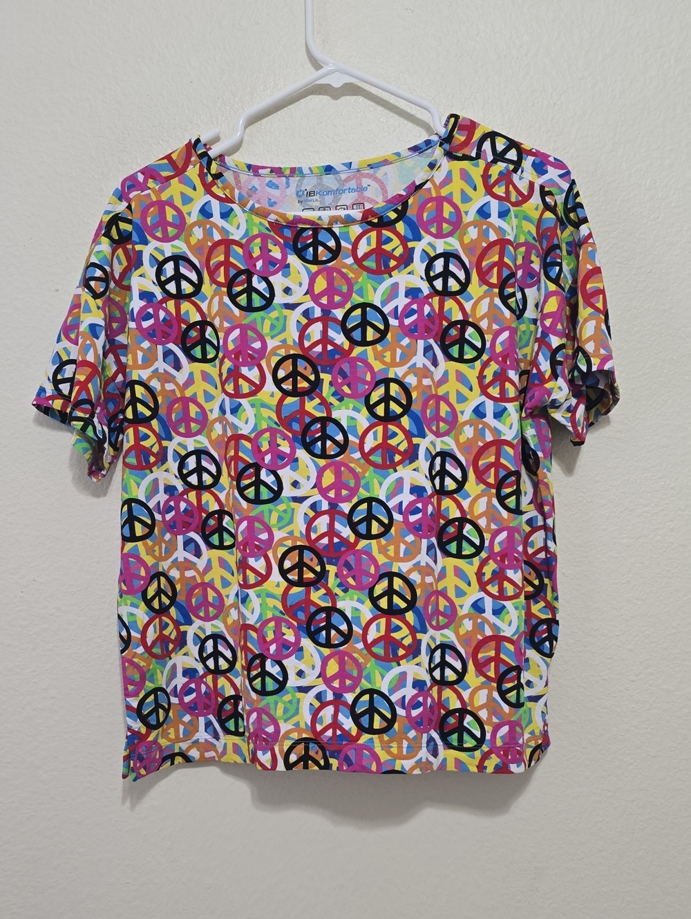 IBKUL Multicolor Peace Sign Print Tee M